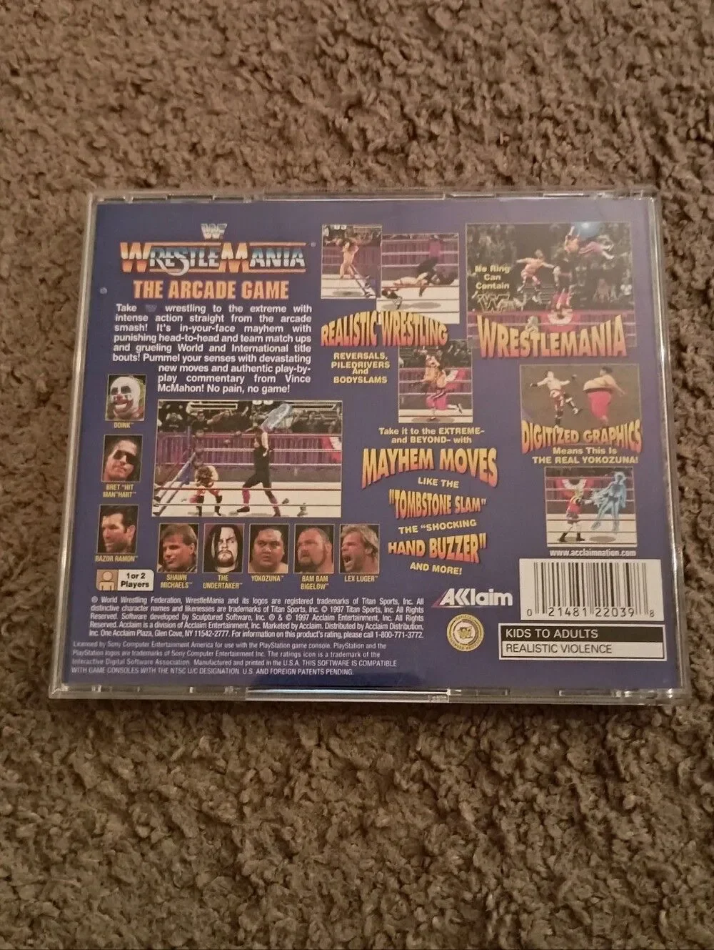 Wrestlemania The Arcade Game Playstation 1 GAME DISC CASE NO MANUAL PRE-OWNED